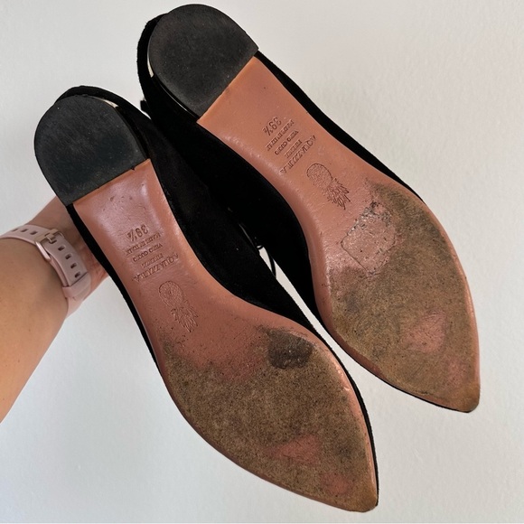 Aquazzura Belgravia Black Lace-Up Women's Flats - Picture 8 of 9